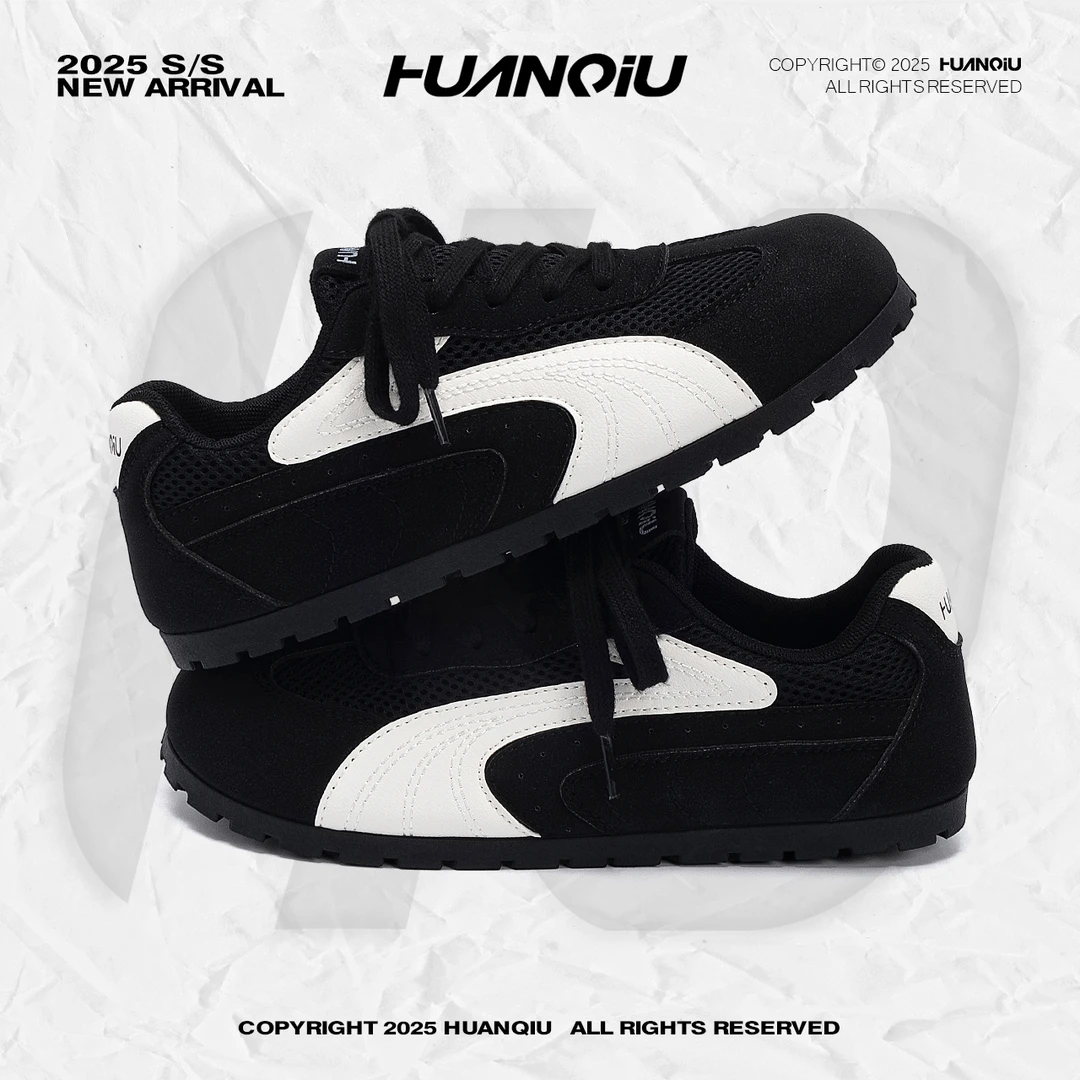 环球赛车鞋2025秋季新款轻便舒适时尚德训鞋黑色鞋子女款休闲女鞋