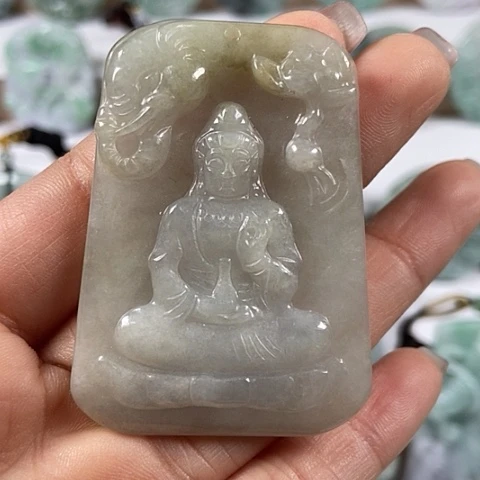 翡翠颈饰未镶嵌普贤菩萨福利翡翠