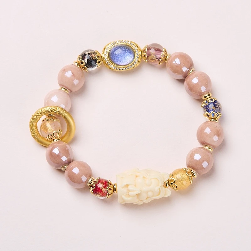 合金陶瓷手链 【香灰瓷】粉色小九尾狐凤九琉璃寺庙同款女手链
