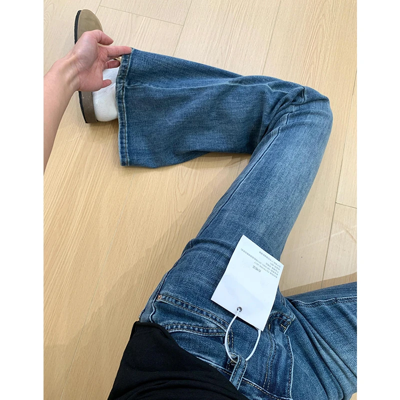 微喇叭牛仔裤女高腰2025年爆款秋季美式设计感弹力显瘦百搭马蹄裤