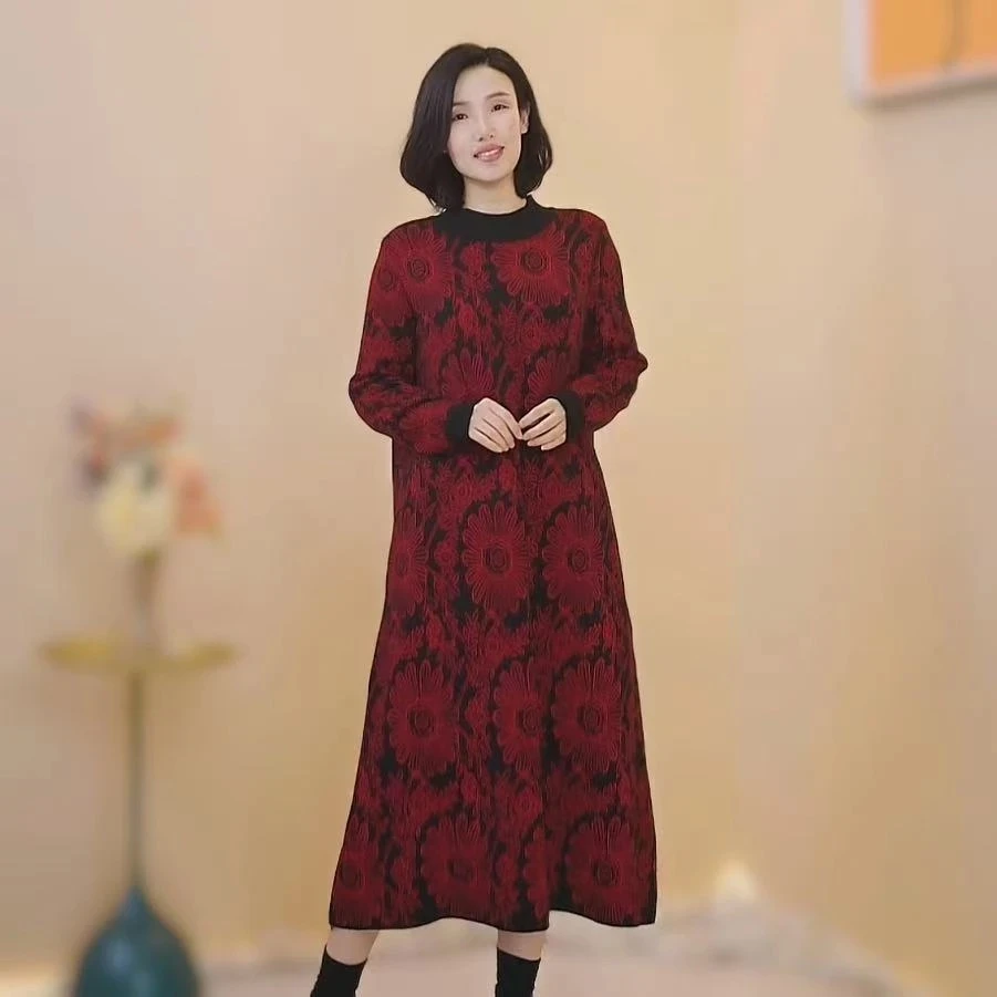 【X1068】2024年冬季新款时尚百搭气质连衣裙