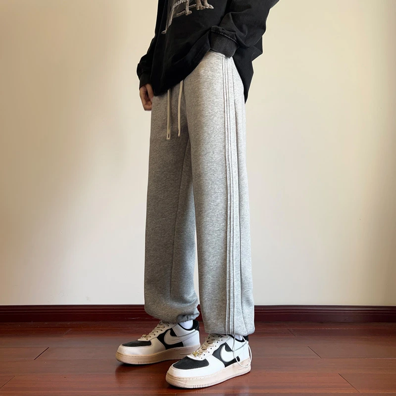 休闲裤子男2025春秋季新款美式直筒男士卫裤男高街垂坠感运动长裤