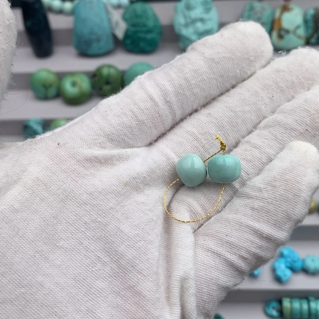 未镶嵌绿松石卡9老型一对