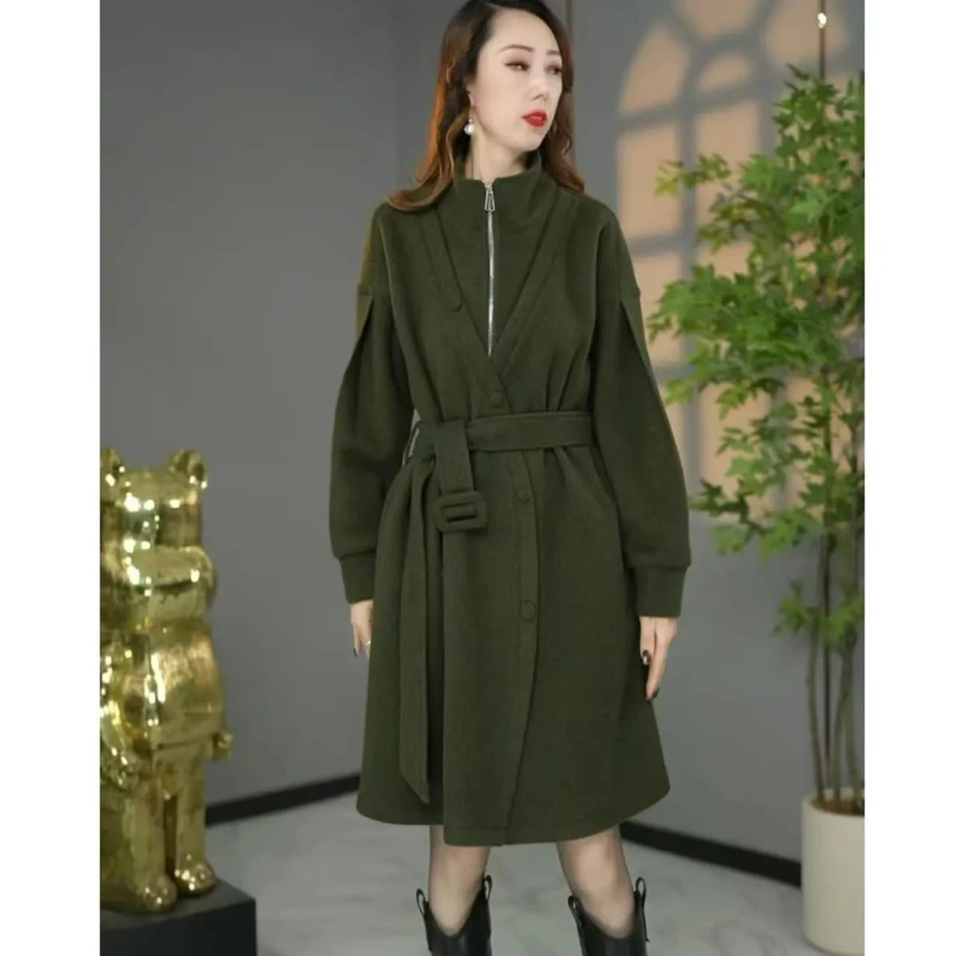 原创设计师款高货冬季欧版洋气加厚保暖宽松显瘦连衣裙大衣打底裙