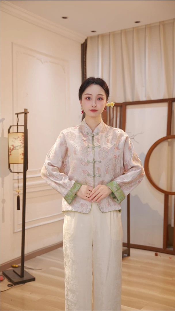 丝年.祥云玉兔｜秋季新款新中式国风重磅上衣外套-5057