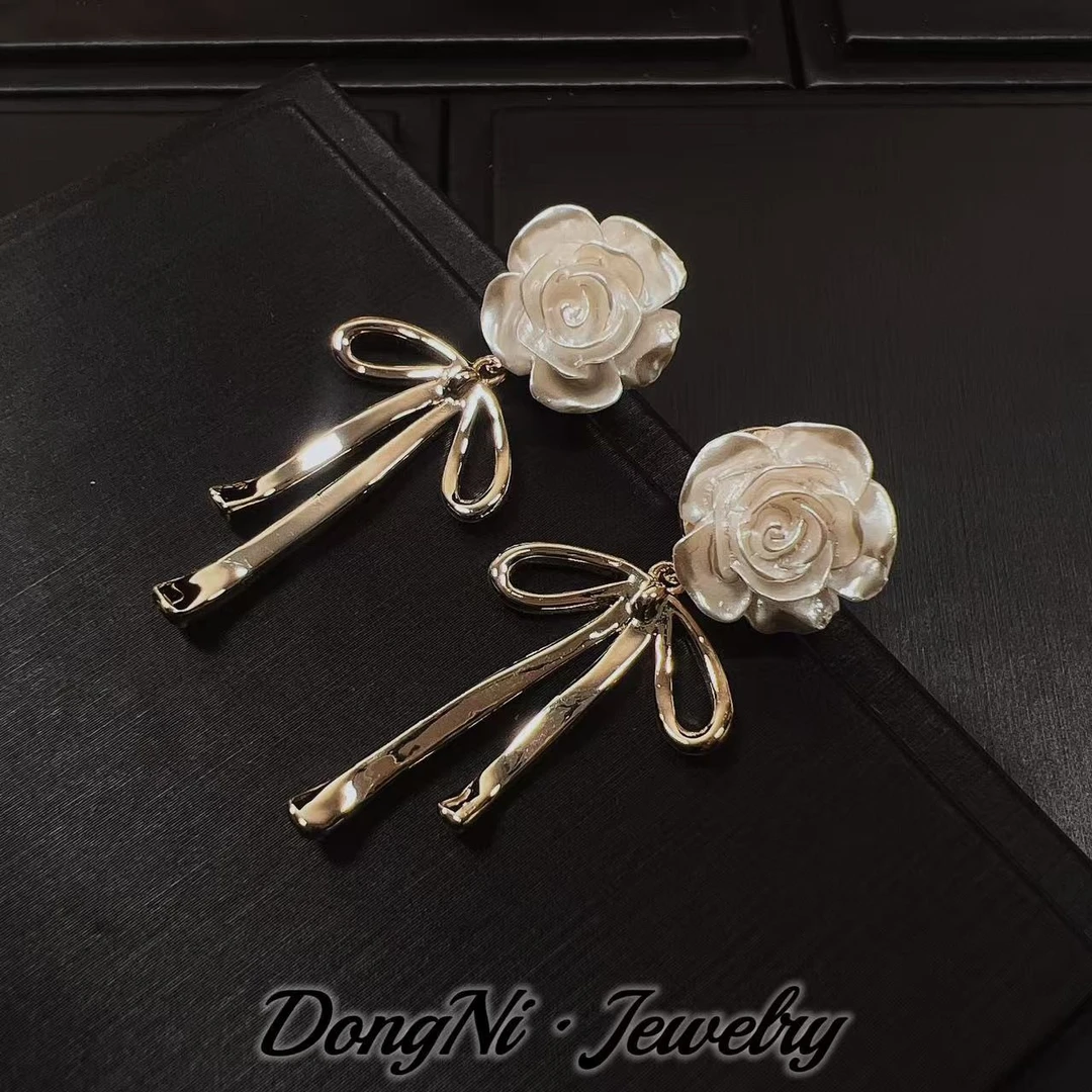 铜合金耳饰 E063「纯白诱惑」韩系气质甜美高定版本耳坠耳饰