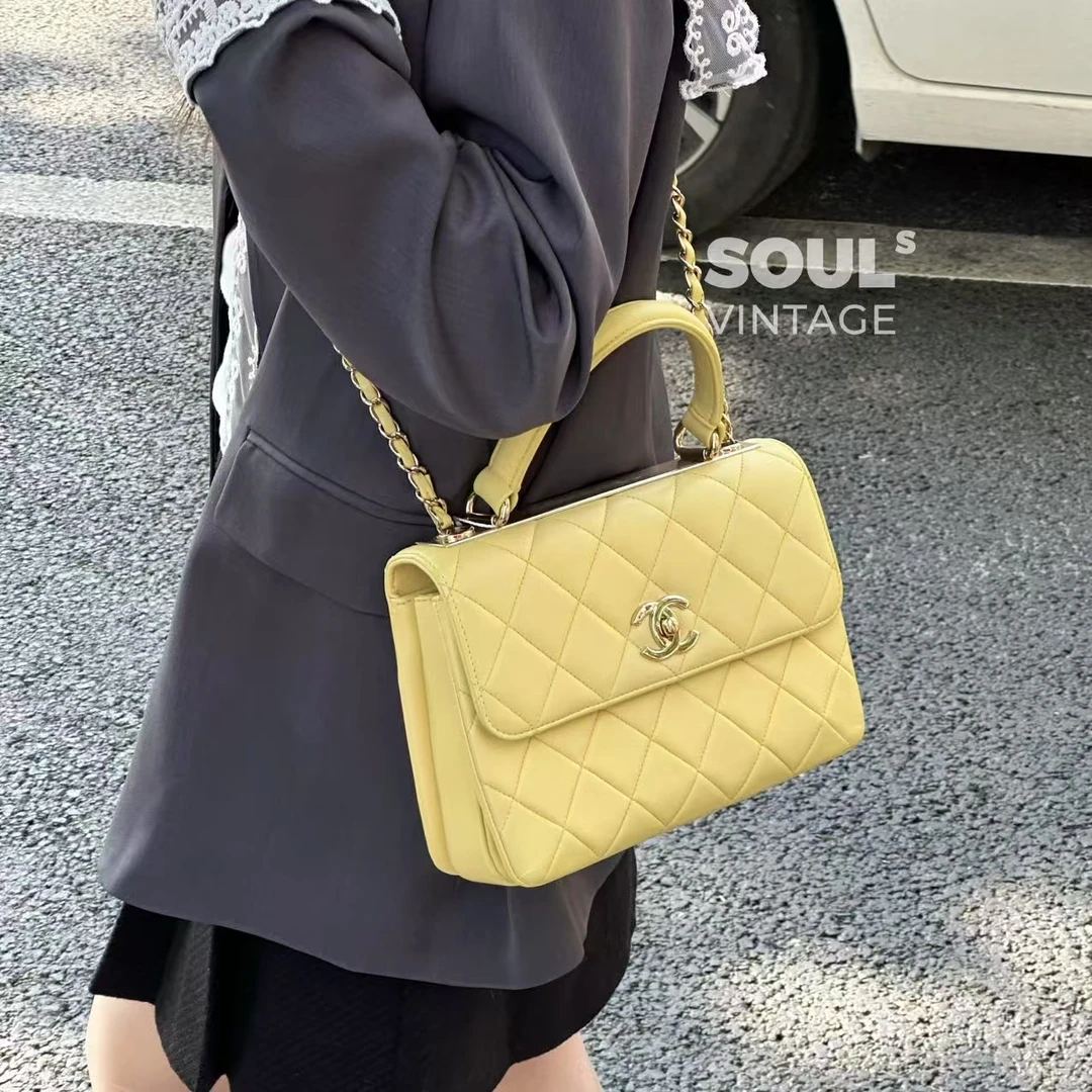95新 Chanel/香奈儿 Chanel 黄色 羊皮 trendycc小号/681953580