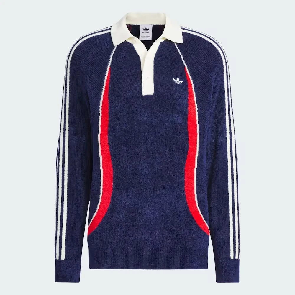 【滔搏联动】adidas/阿迪达斯复古半开衫插肩运动针织毛衣 JN3795