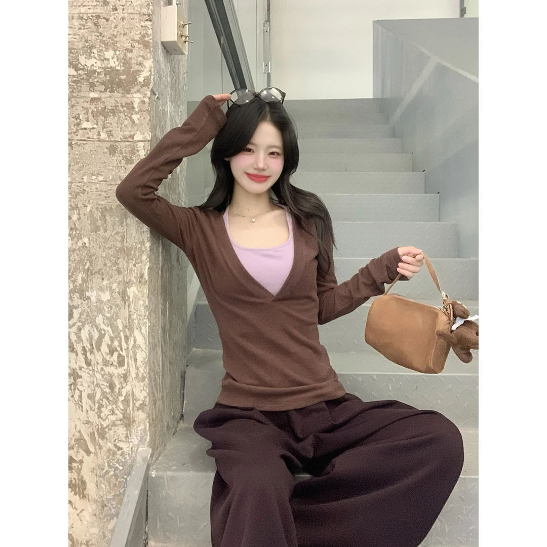 【七七清仓】U领长袖T恤254U4320+吊带254U4320-N#