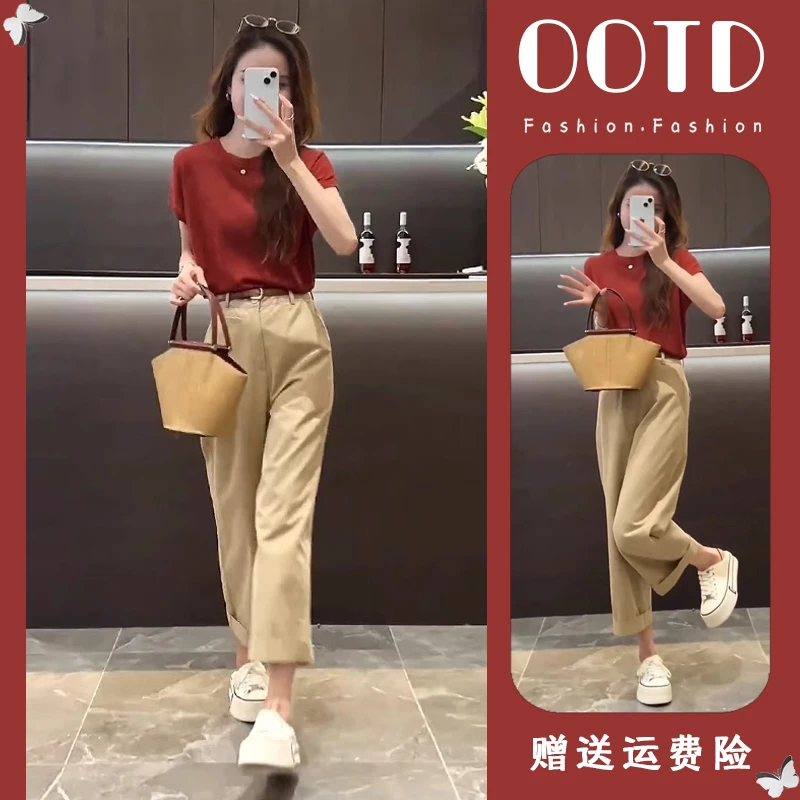 夏装搭配一整套时尚今年流行爆款夏季穿搭小个子休闲裤减龄两件套