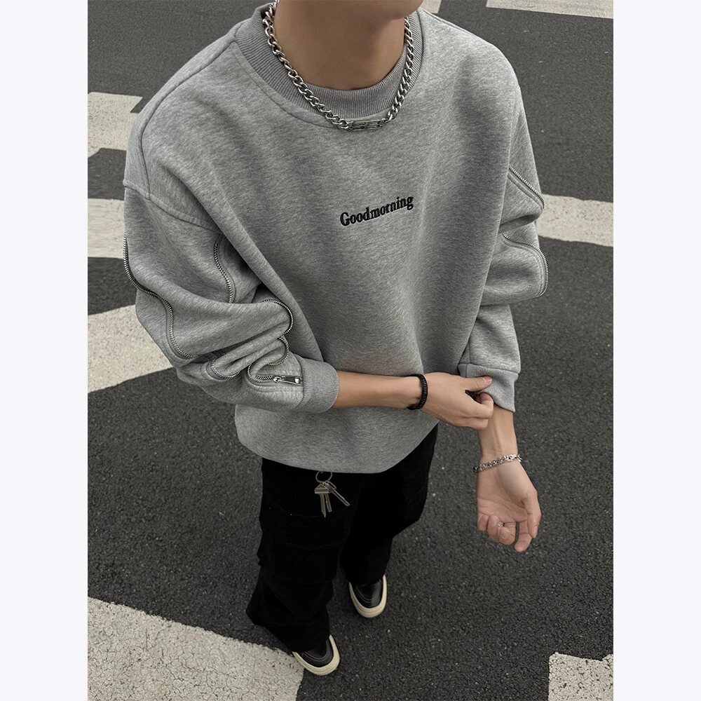 老钱风美式重磅卫衣男2025春季新款刺绣拉链装饰痞帅宽松休闲外套