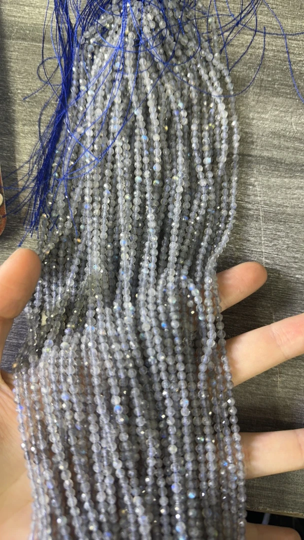 天然灰月光切面手串半成品  双圈（多样性发一条）卡 3mm左右
