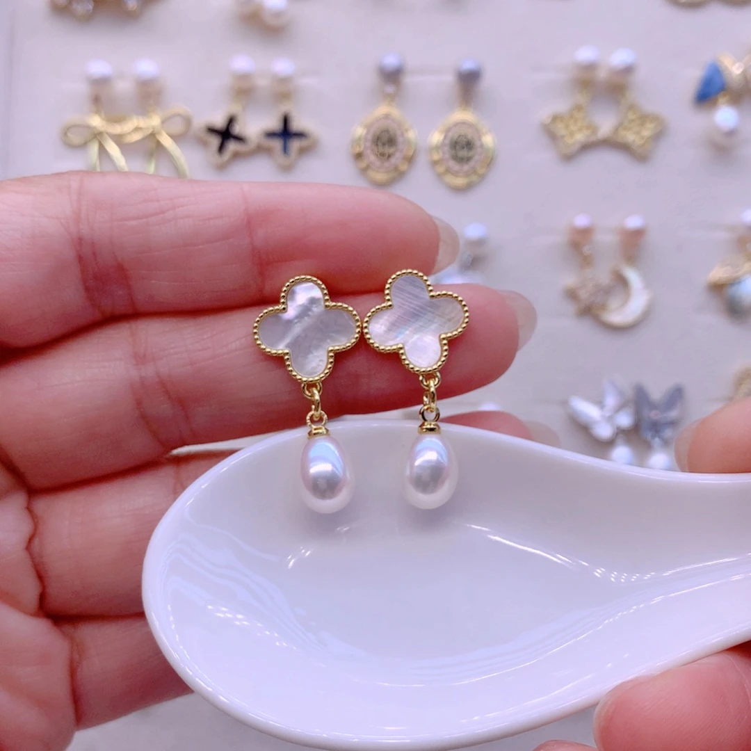 合金淡水珍珠耳饰