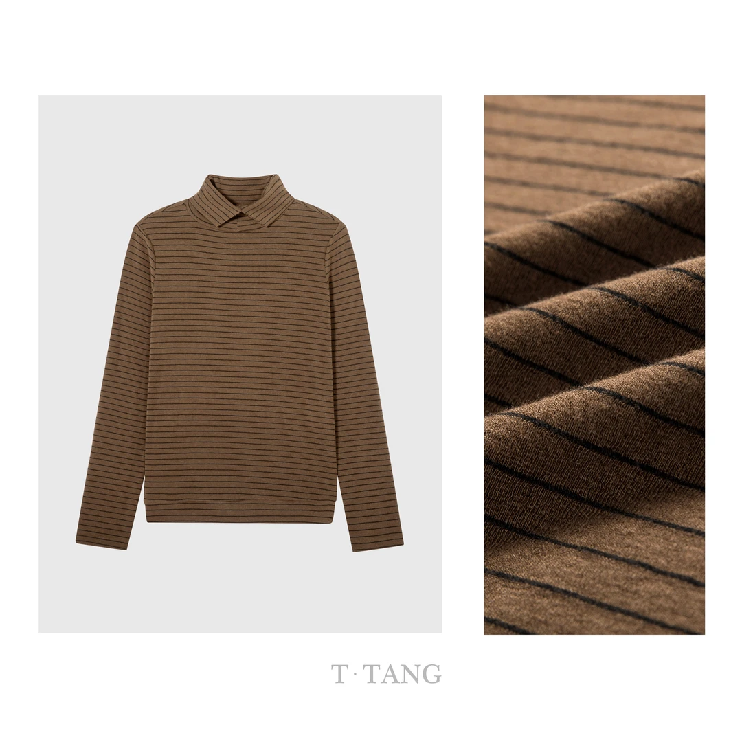 秋季新款260g精品色织螺纹棉亲肤超柔百搭高弹高领打底T【7180】TT