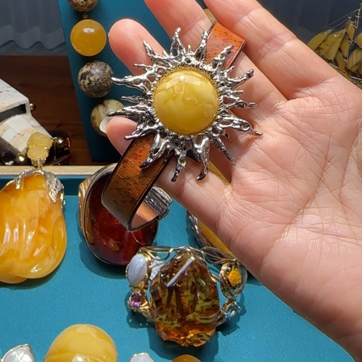 琥珀未镶嵌手链波兰设计款琥珀蜜蜡