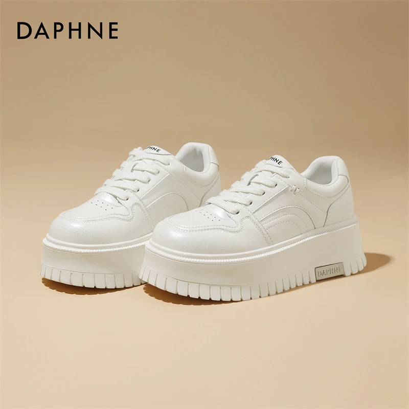 达芙妮小白鞋女2025年新品春季厚底增高松糕饼干鞋百搭运动休闲鞋