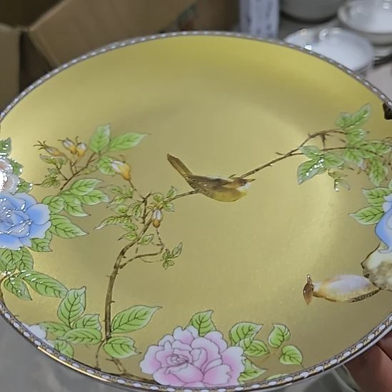 瓷片大瑕琴瑟和鸣8寸4个半浅盘66666