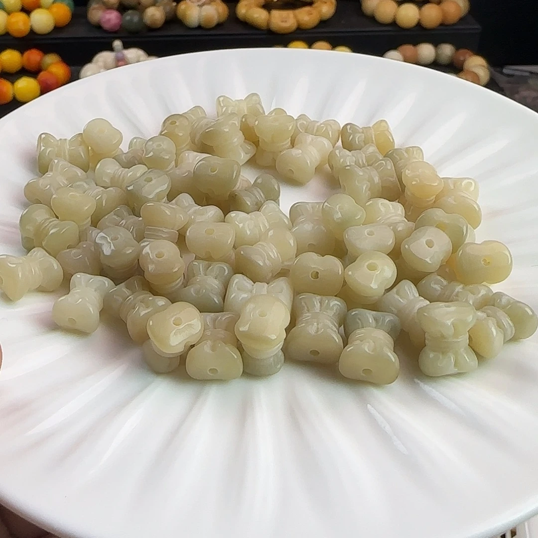 菩提根/象牙果吊坠卡13果绿蝴蝶结100颗批发