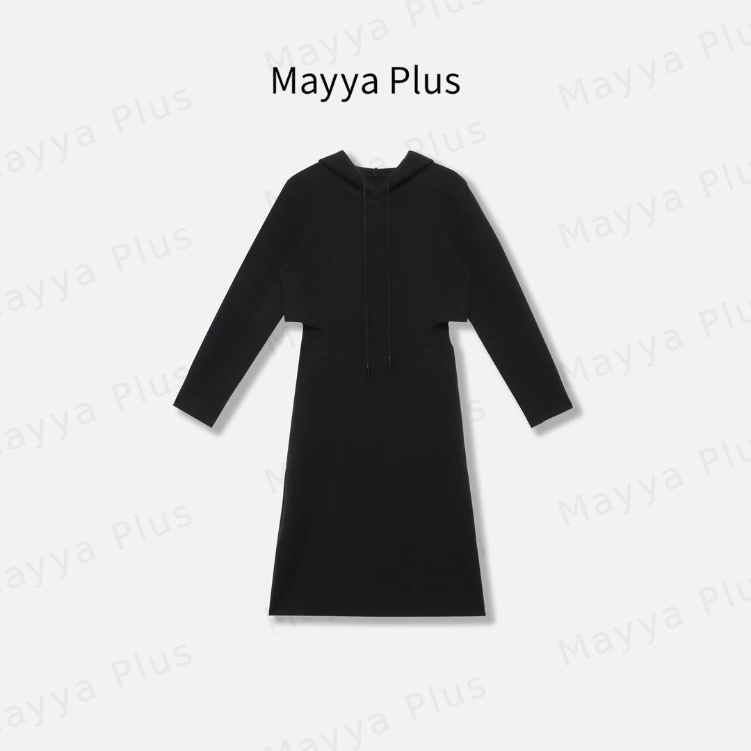 【精修图】Mayya Plus麦芽定制轻奢气质显瘦款毛织连衣裙32518316