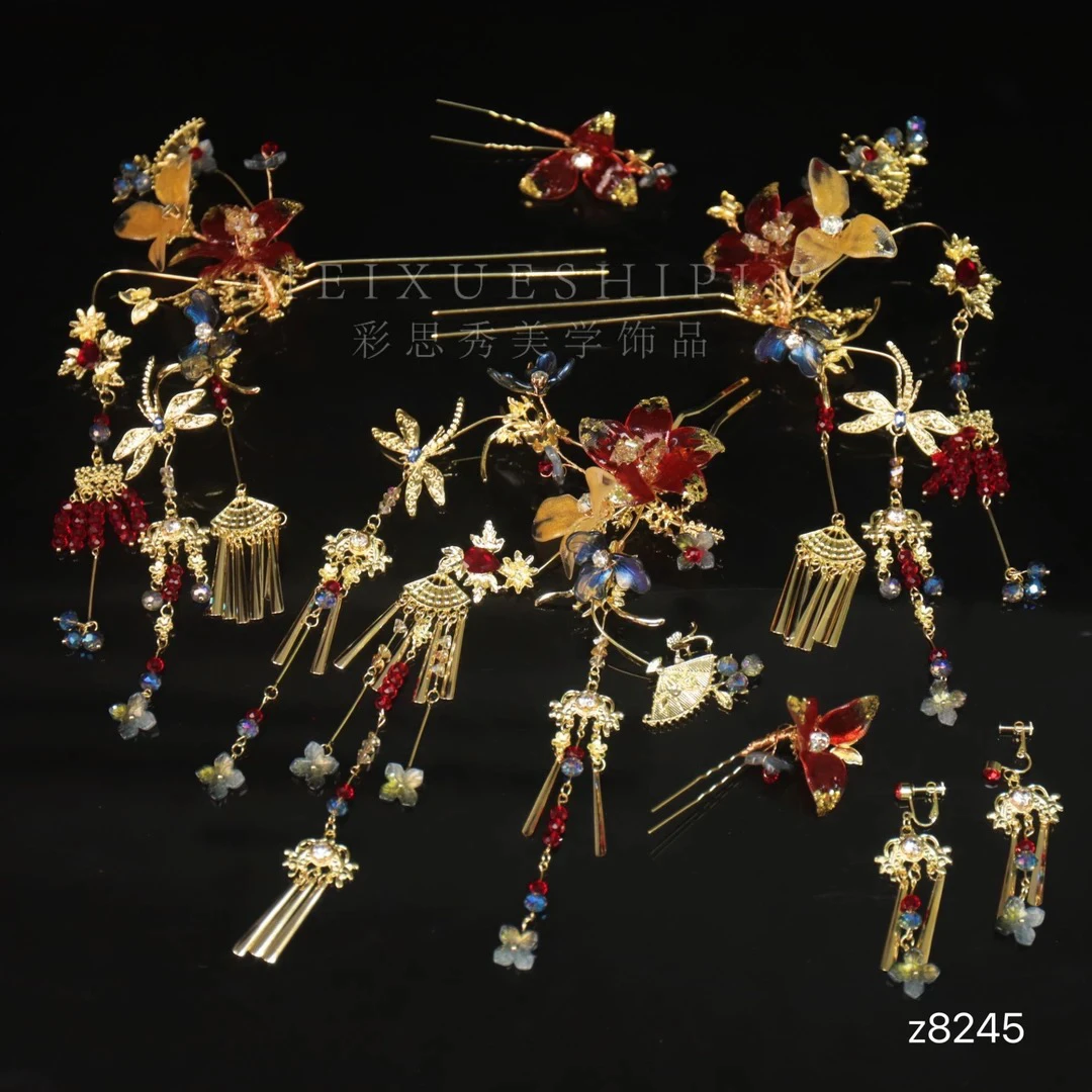 z8245新款金红色气质秀禾中式婚礼古风汉服新娘结婚头饰