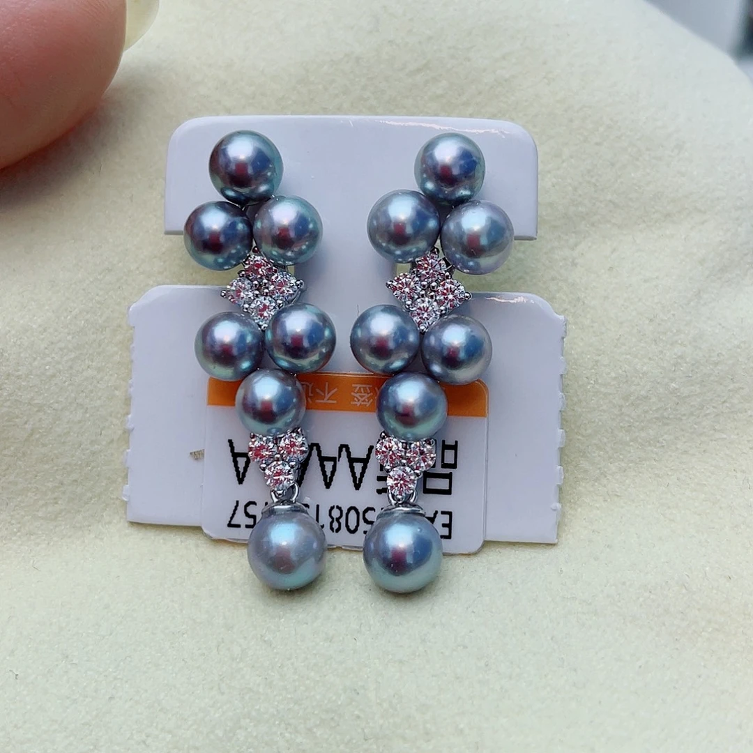 海水珍珠银S925镶嵌耳饰w30