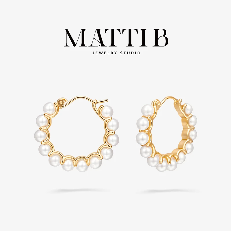 铜合金仿珍珠耳饰 优雅气质圈圈高级感轻奢新爆款百搭耳环女2140