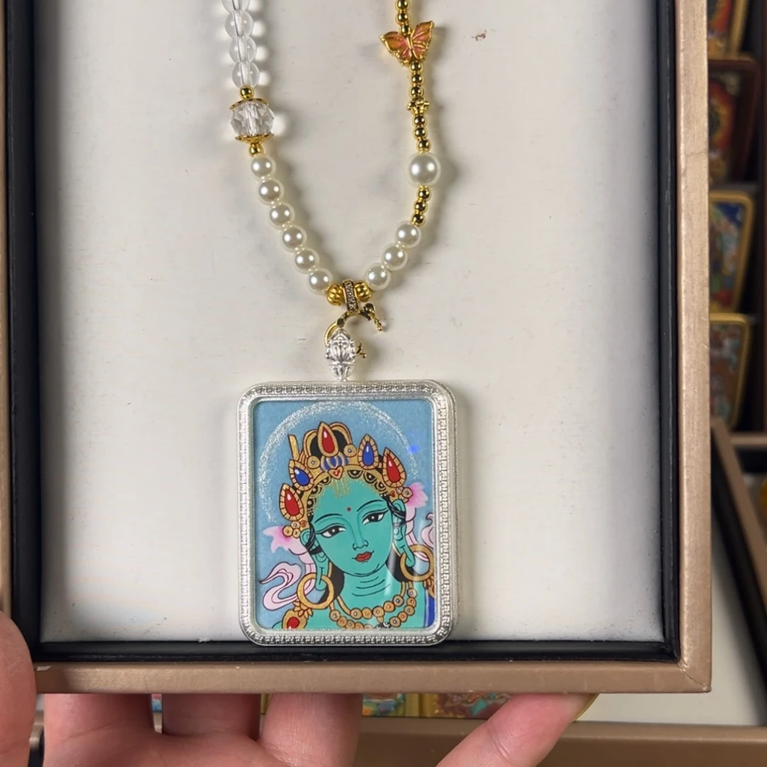 吊坠好****安单面绿妈妈唐卡