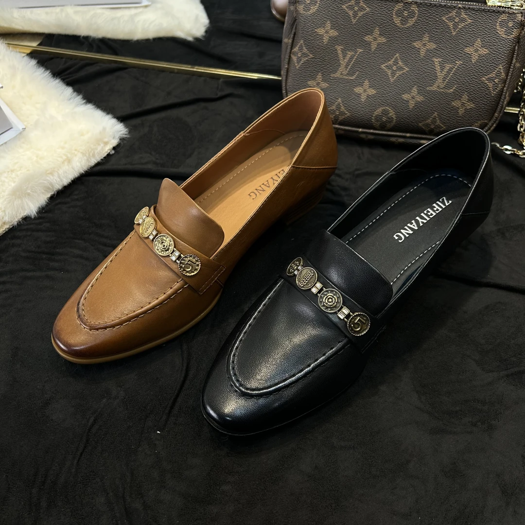 TTG2025新款小方头真皮气质女神深口单鞋4CM9219