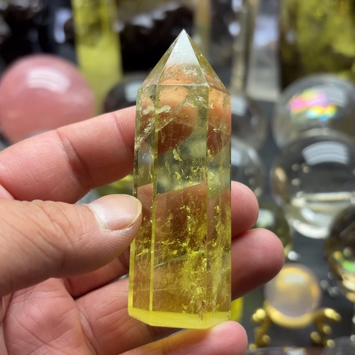 天然水晶 黄水晶柱未镶嵌水晶
