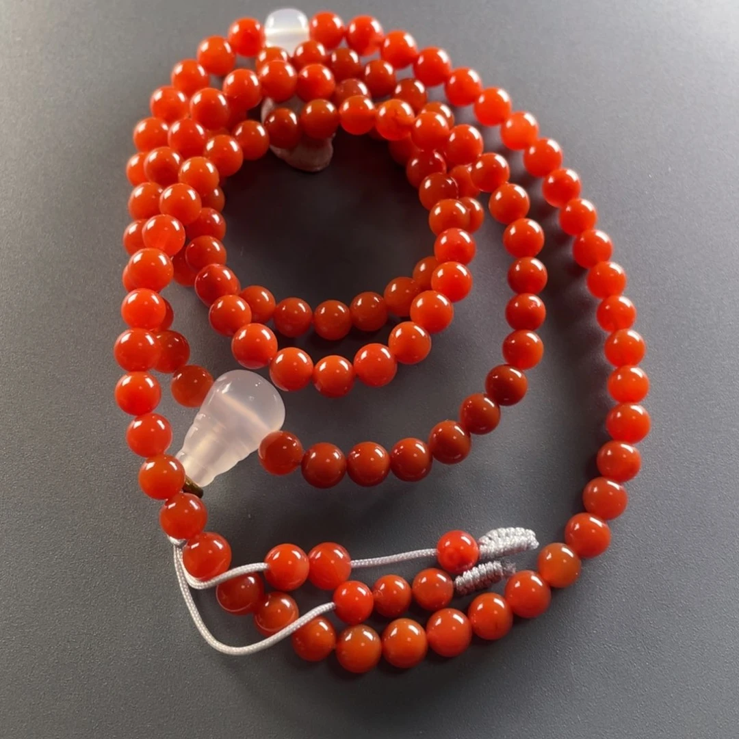 南红玛瑙保山天然原矿杨柳柿子红5mm多圈手链未镶嵌