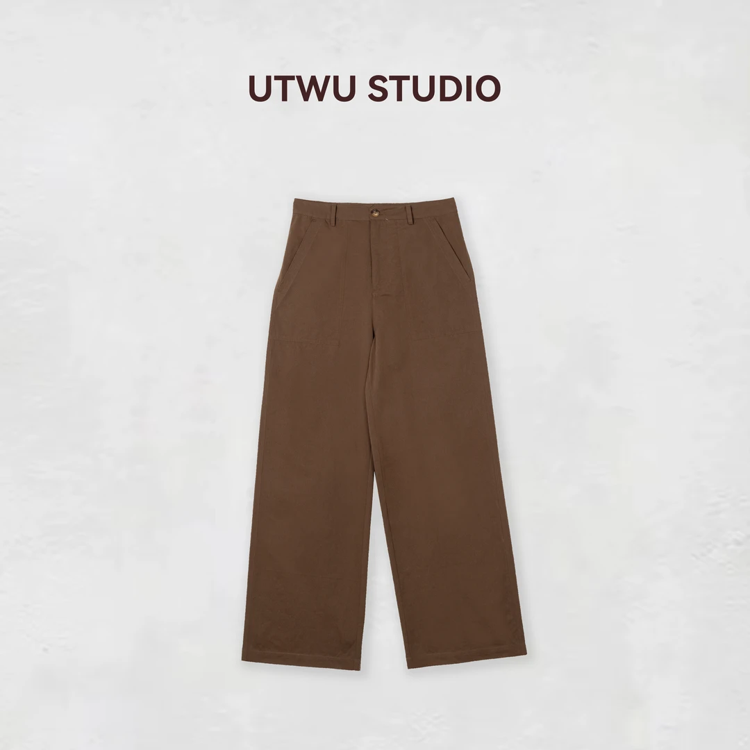 UTWU小敏「率性街头」1oo怀旧水洗棉环保染色休闲直筒长裤UTAK1073