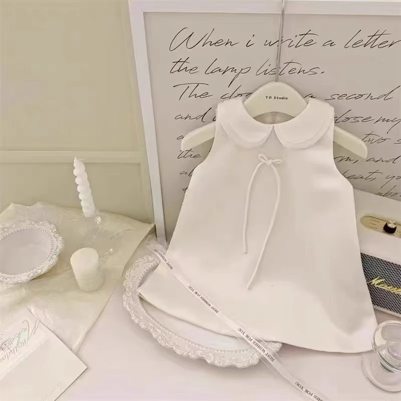 韩国童装女童连衣裙夏2025新款儿童洋气高级感娃娃领背心裙公主裙