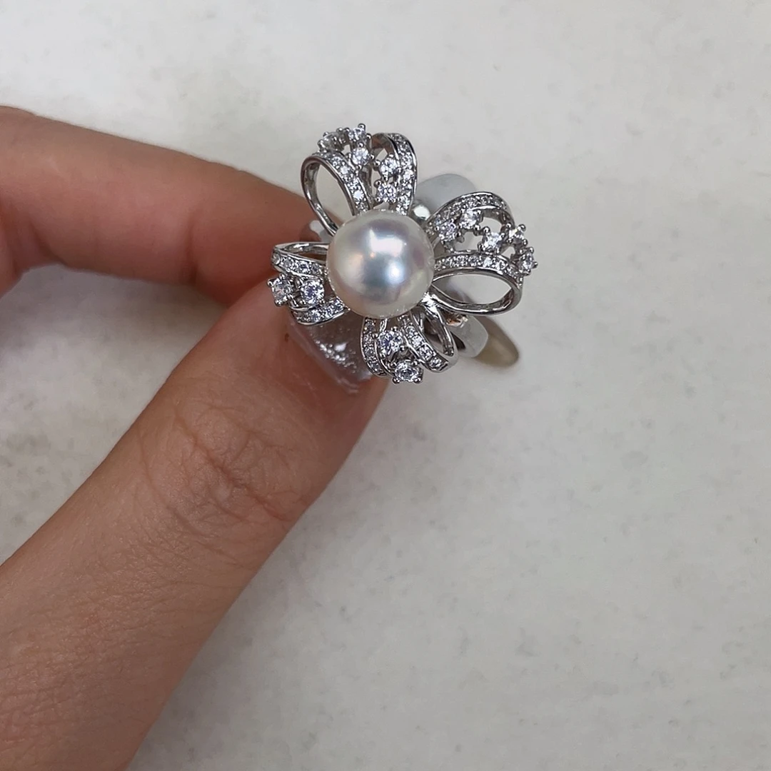 银S925镶嵌海水珍珠戒指