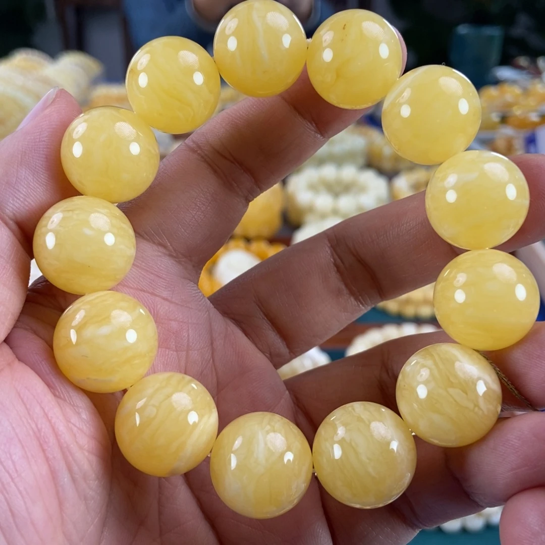 琥珀未镶嵌珠宝奇石18虎皮纹同料串微矿点44.55