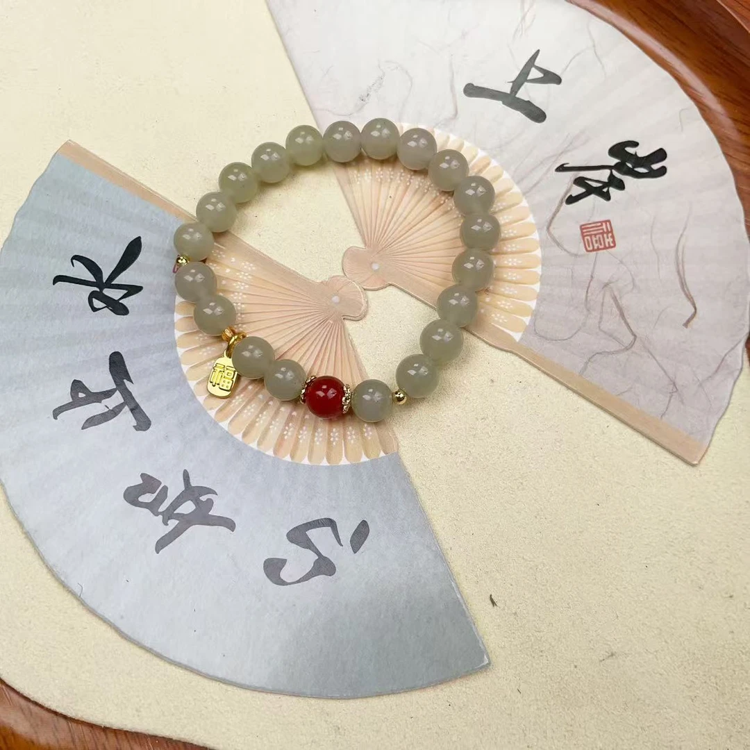 A和田玉冰清设计款带福手串 多样性发货拍一单发一个