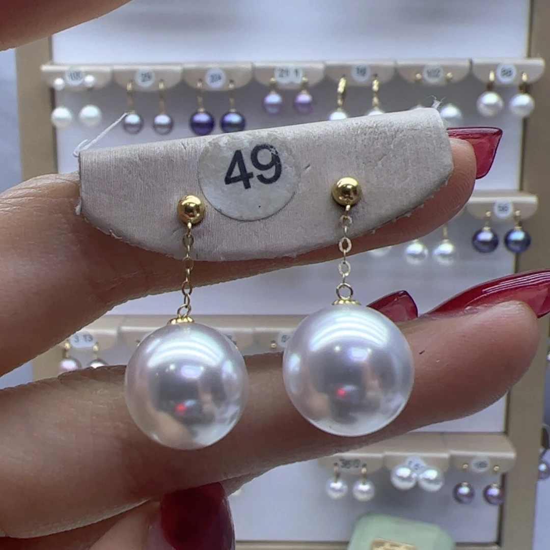 淡水珍珠耳饰18K金镶嵌