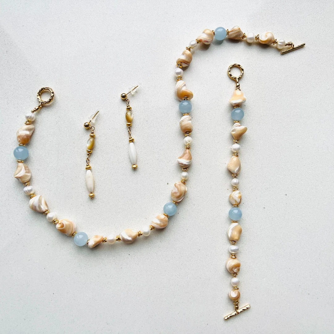 铜合金贝壳项链 碧海蓝天系列时尚度假浪漫氛围贝壳海蓝色