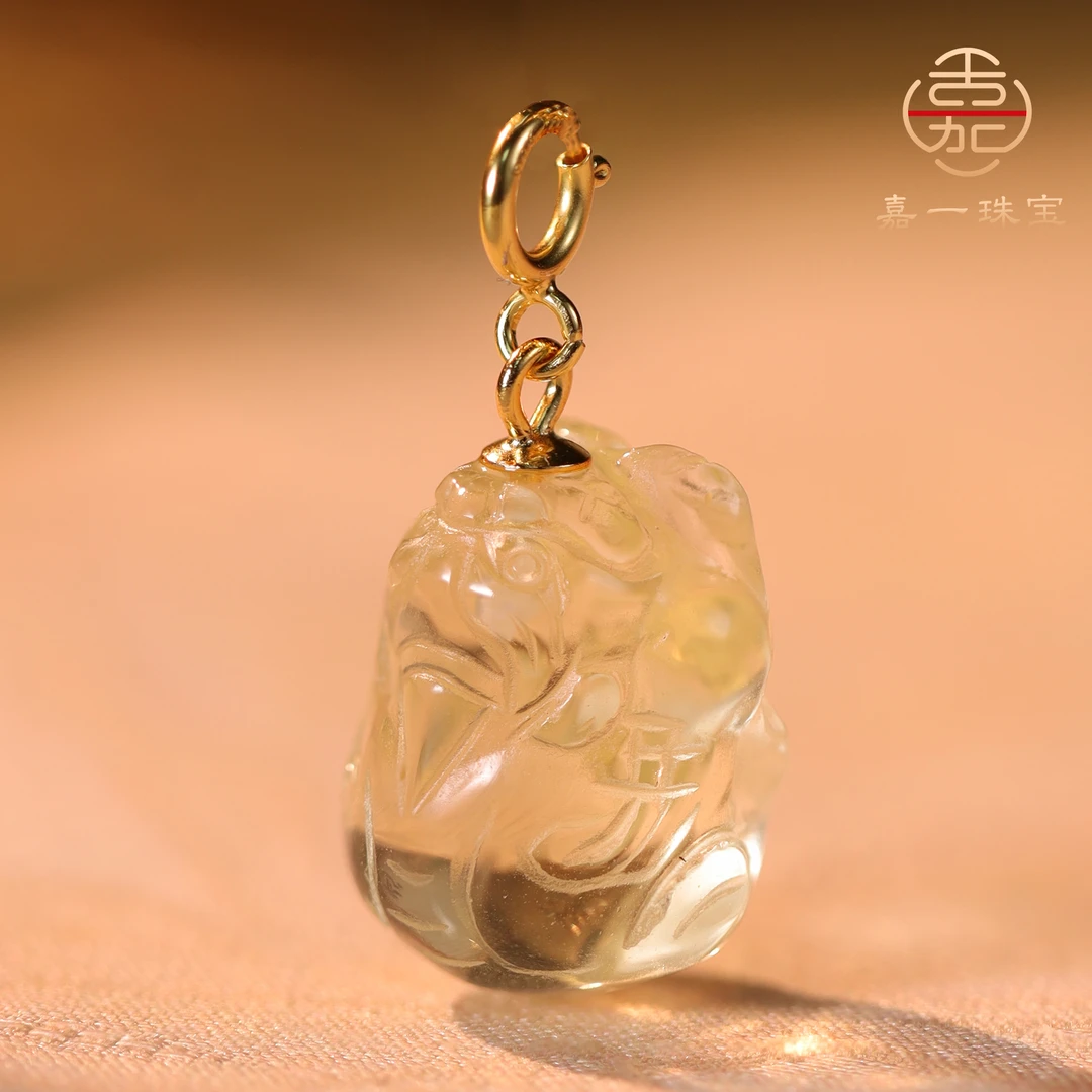 【嘉一珠宝】天然黄水晶吊坠貔貅小滴溜手工diy配件项链手串配饰品