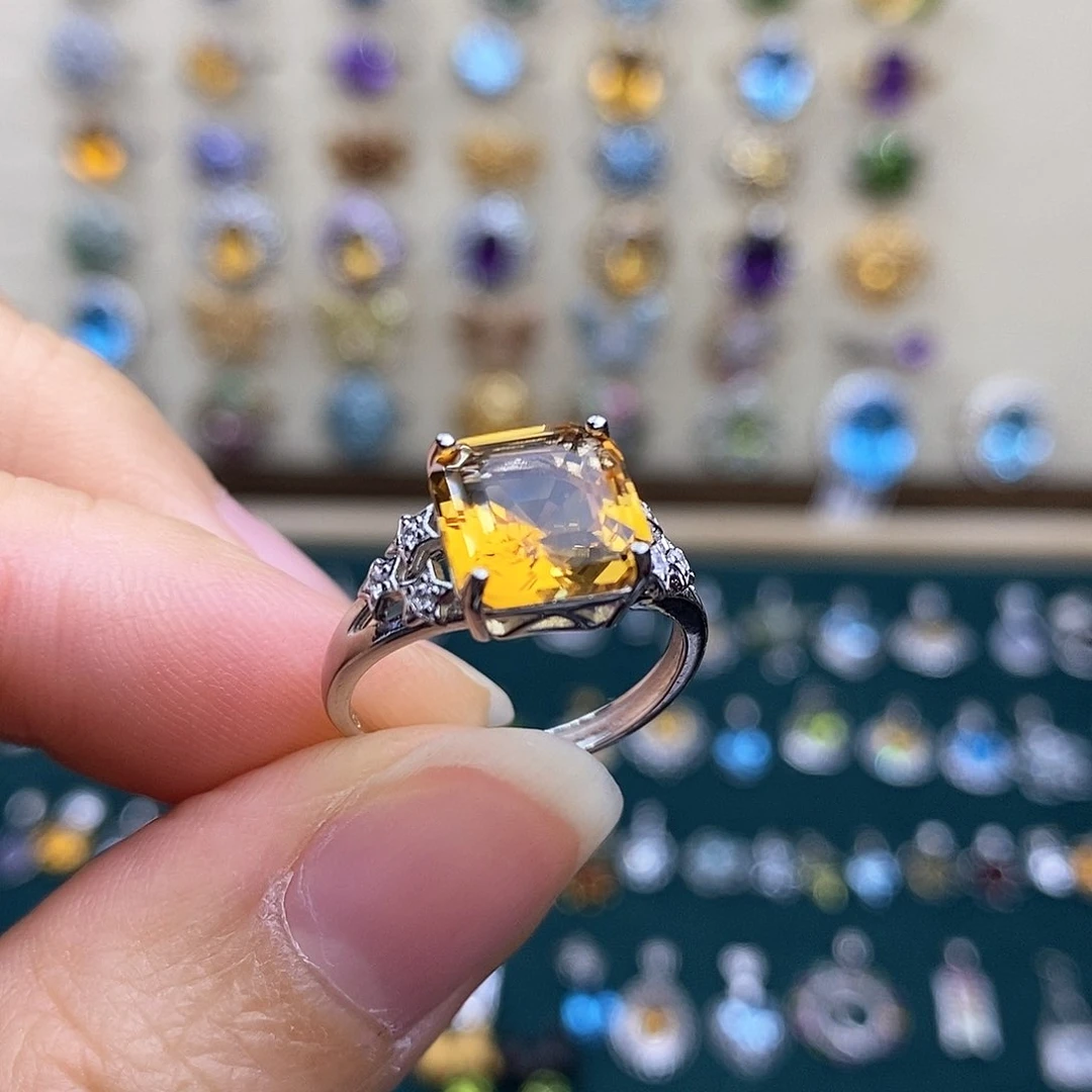 银S925镶嵌戒指黄晶不含证书