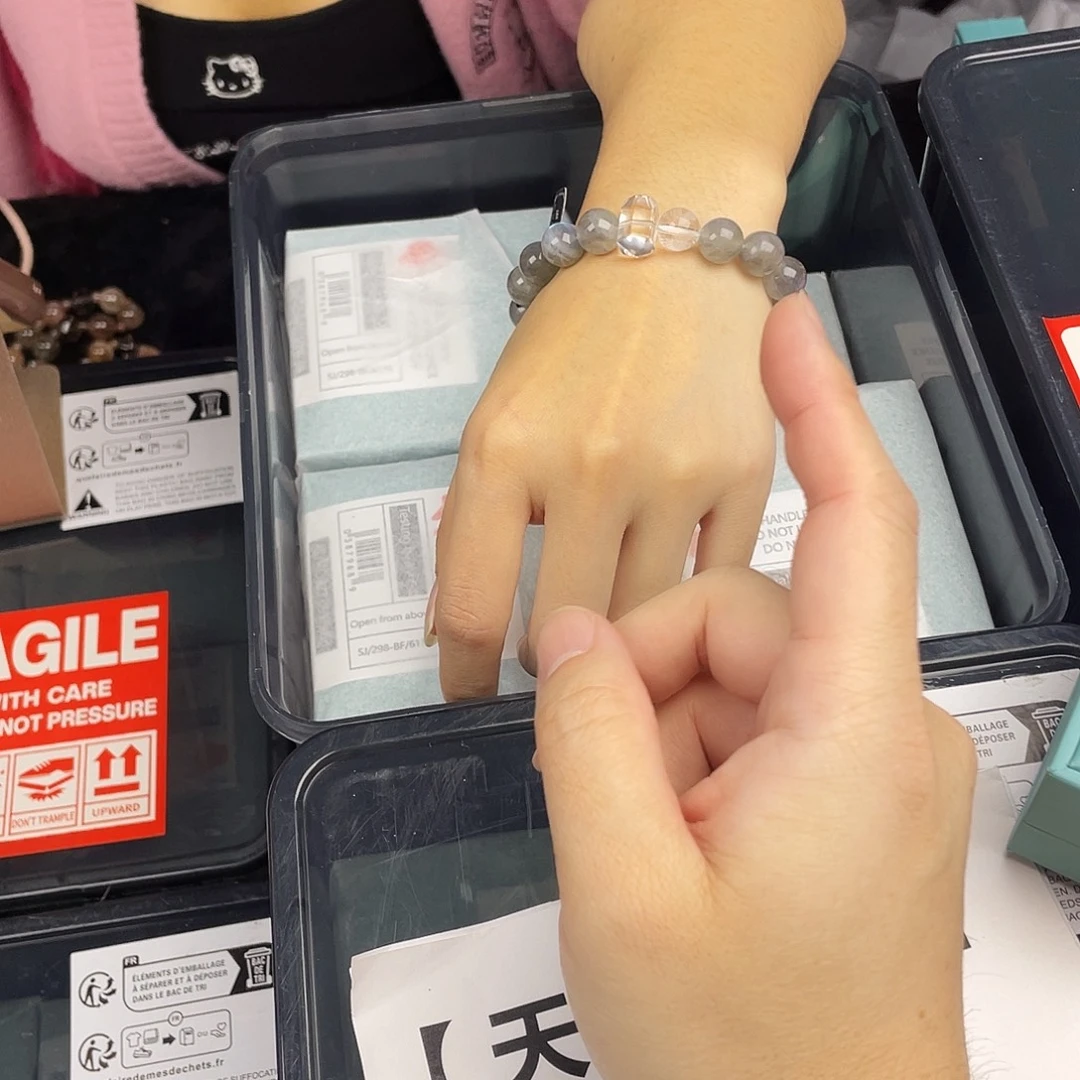 银S925镀金镶嵌水晶手串