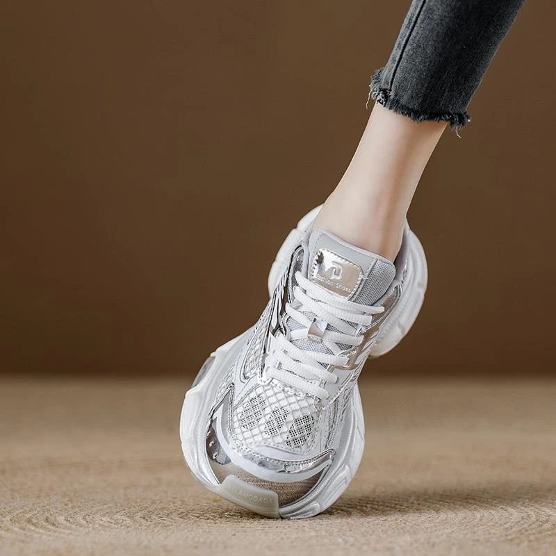 老爹鞋女款2025夏季新款厚底增高网面透气百搭轻便运动休闲鞋女鞋