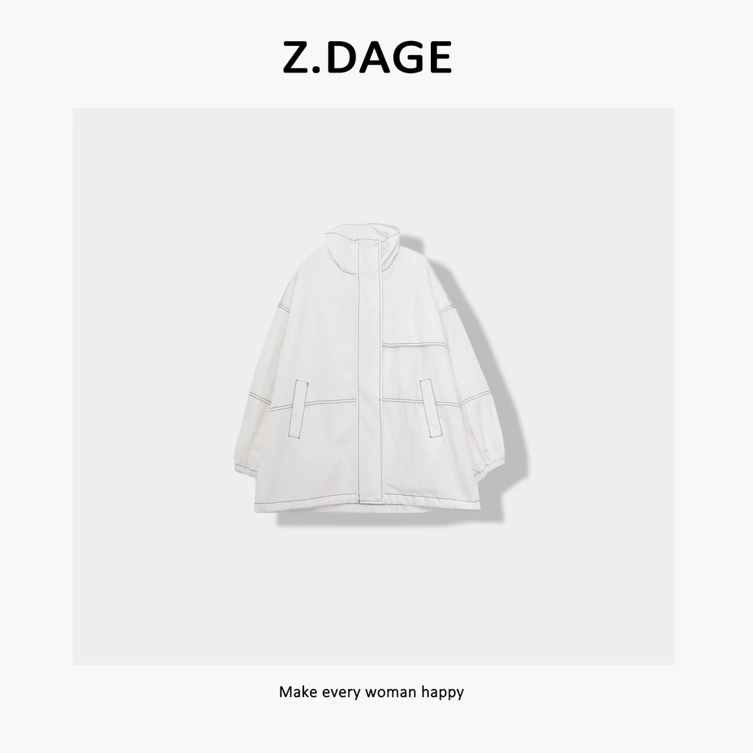 z.dage-‘气场感’早春款时尚极简风插兜高领外套-59166