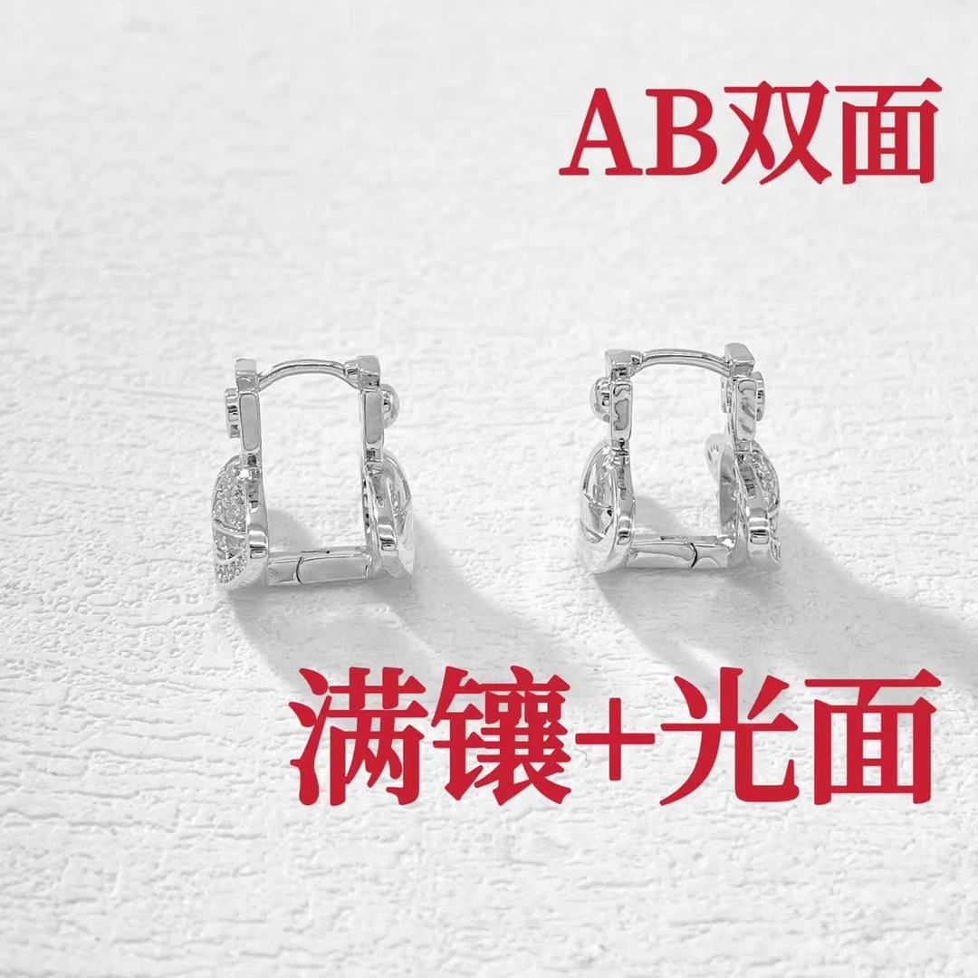 铜合金耳饰 木木（CJ5781） 满镶土星耳扣耳环