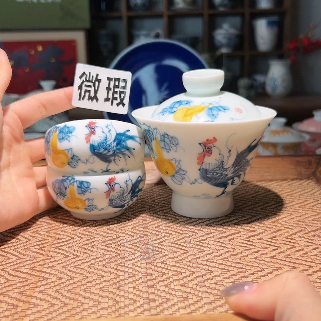 【闪购商品】微瑕 手绘 盖碗