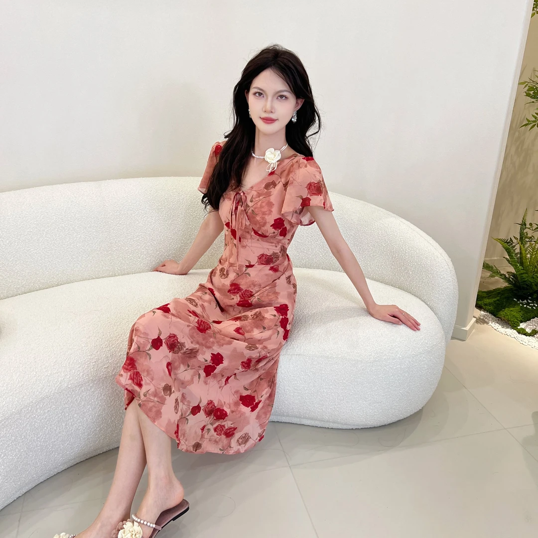 小众女装夏季法式出游多场景纯欲慵懒风女装温婉大方气质连衣裙