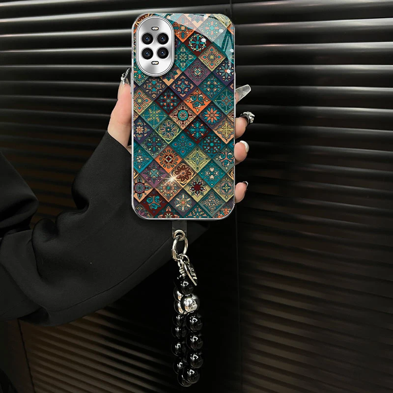 适用【华为nova13pro】玻璃壳五彩图腾ins风网红创意个性手机壳女款