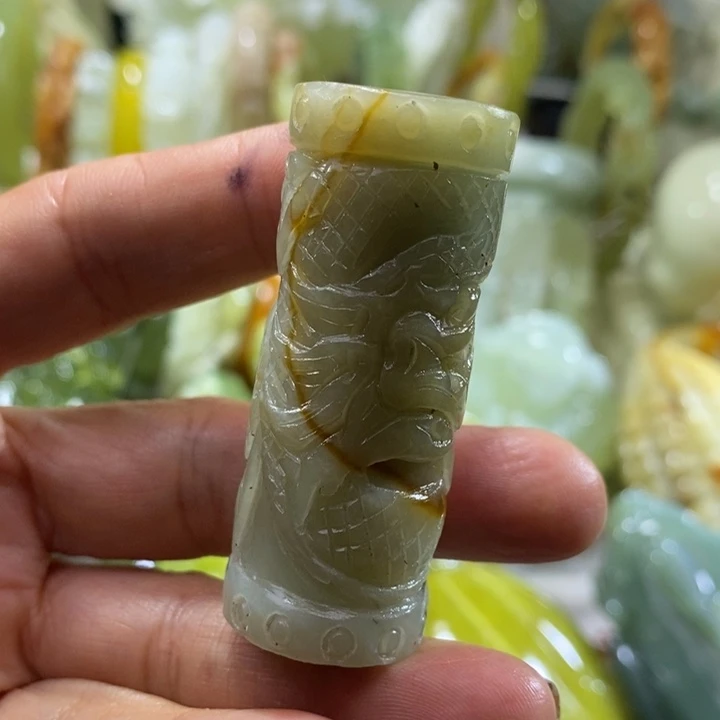 岫玉未镶嵌岫玉手把