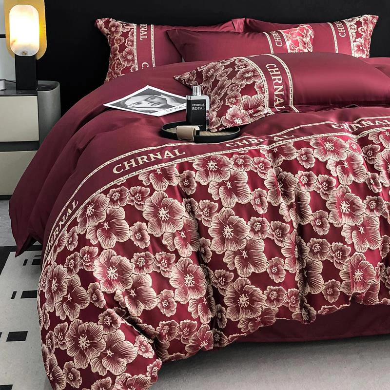 磨毛被子四件套非全棉含棉2025新款冰丝被套高级感床单人三件套4