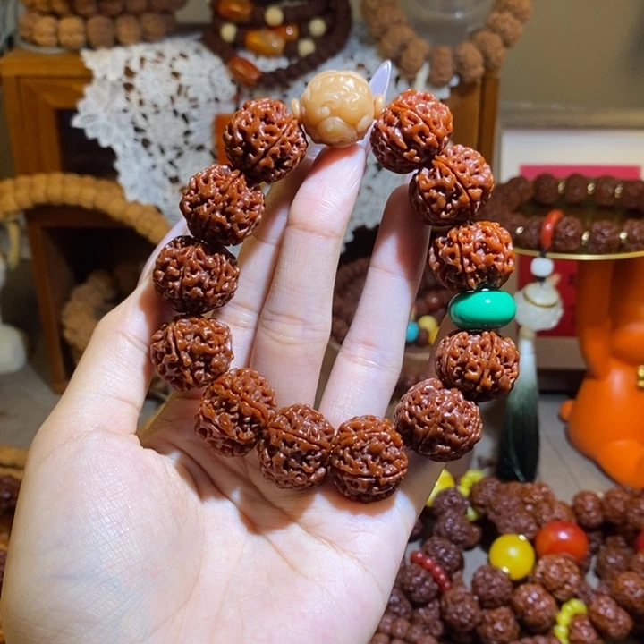 手串金刚菩提196玉化貔貅绿扣