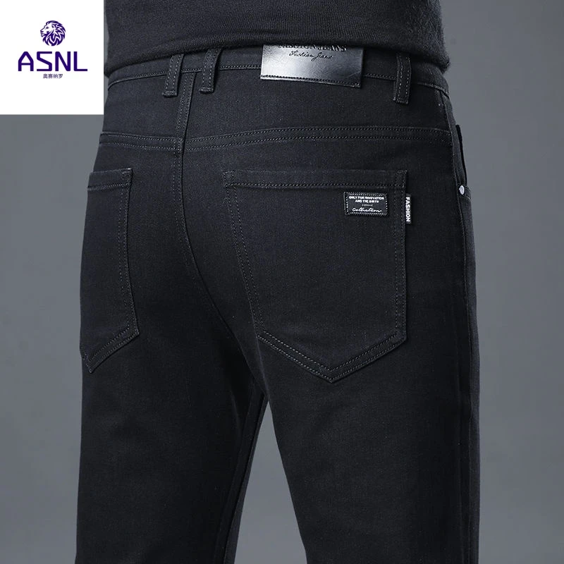 高端奥赛纳罗黑色牛仔裤男夏季薄款2025新款男士直筒修身春秋裤子